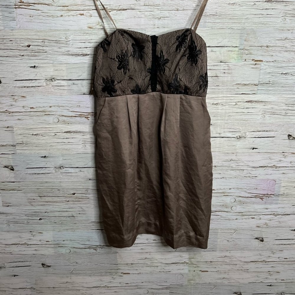 Bcbgeneration  strapless dress lace brown black bcbg size 10